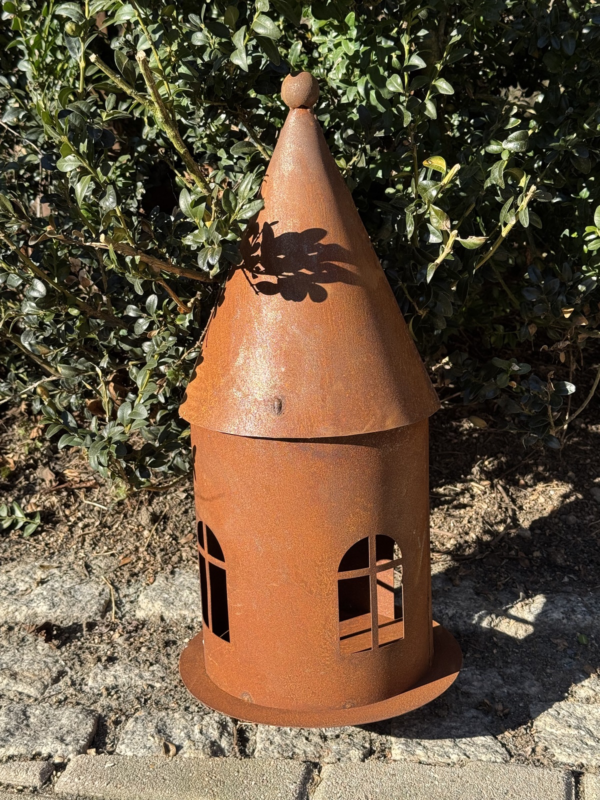 Edelrost Turm klein mit Hülse und Stab - Höhe 50 cm