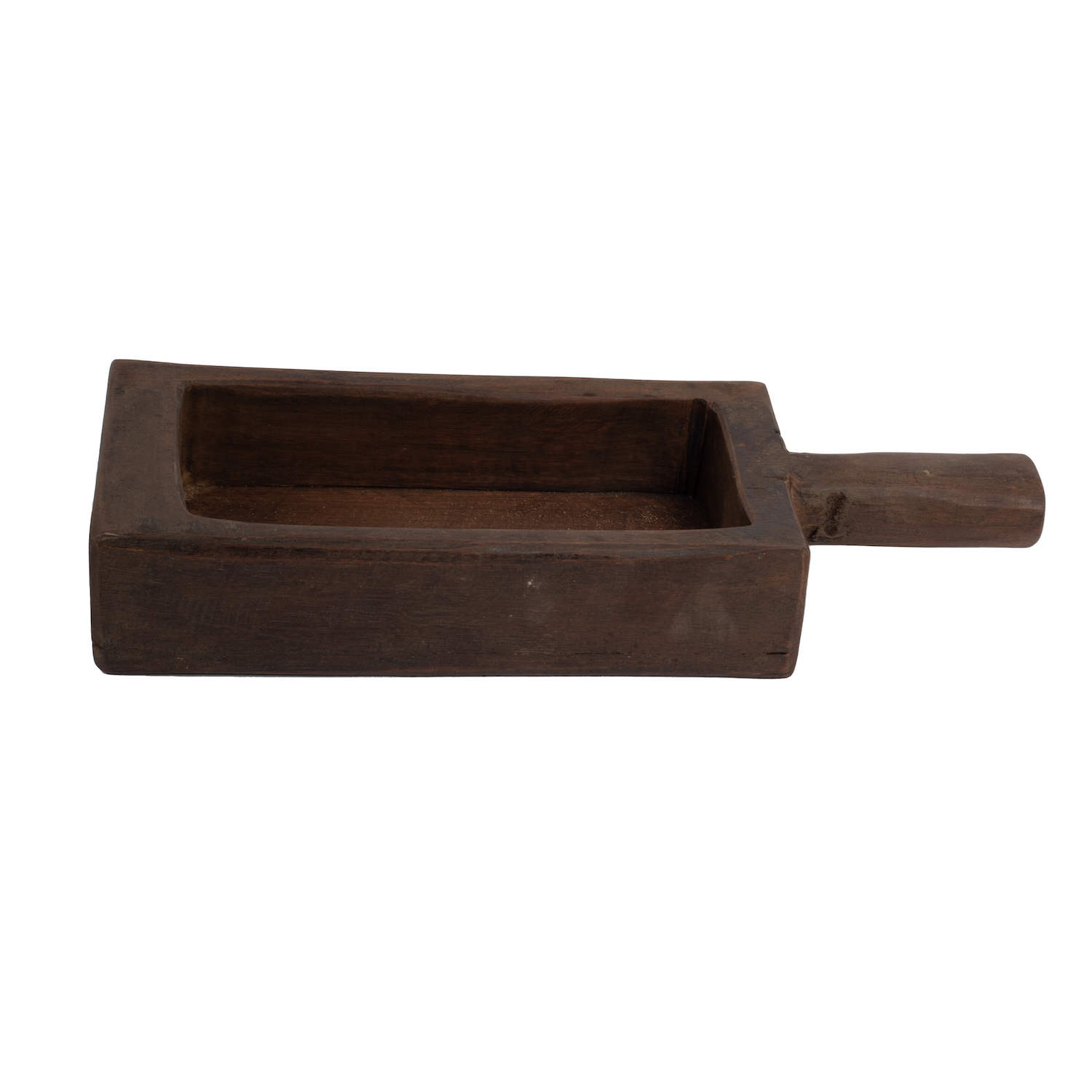Teak Holz Schale eckige Form mit Griff  braun Antik (altes Holz) - Breite ca. 40 cm