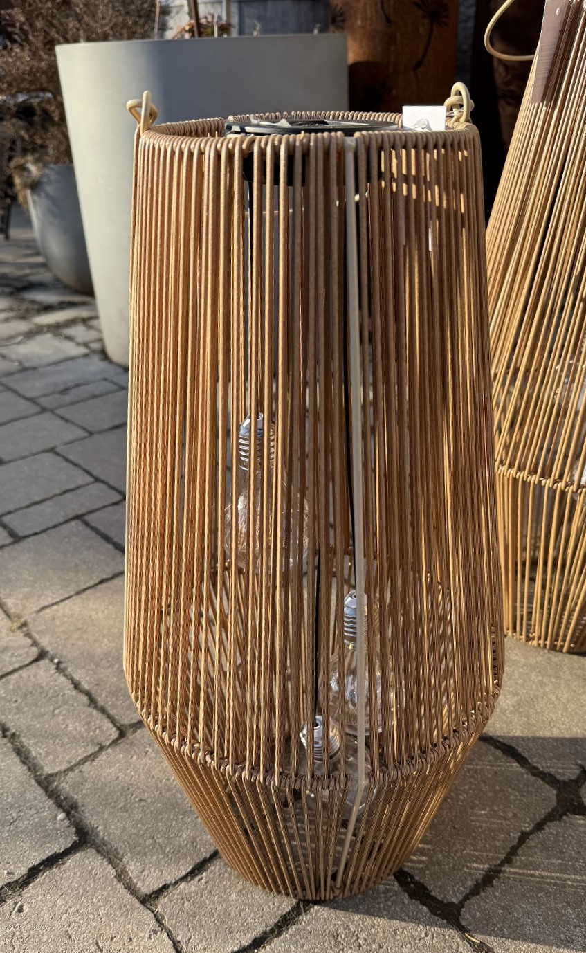 Outdoor Laterne konische Form groß mit 3 Solar Birnen - Höhe 55 cm