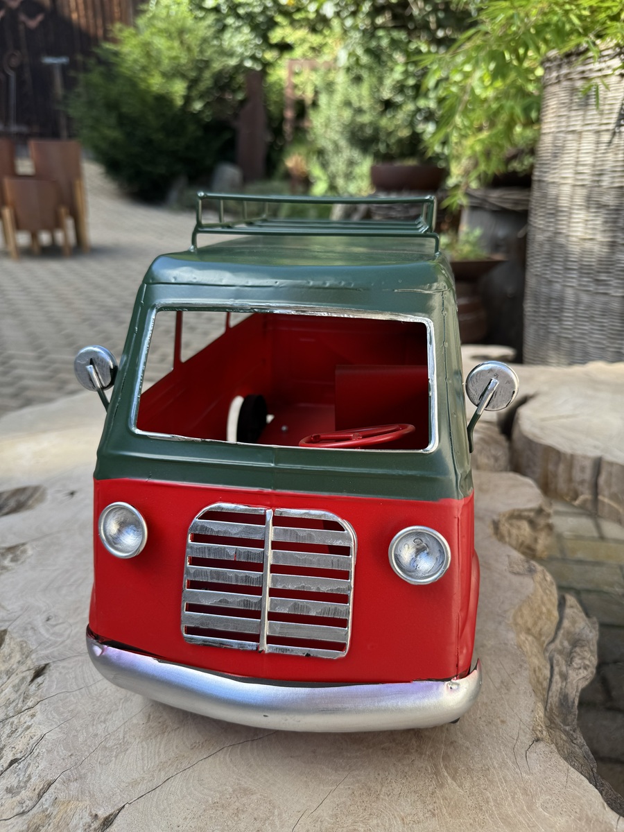 Metall Retro Fahrzeug Bus rot/grün - Länge ca. 42 cm