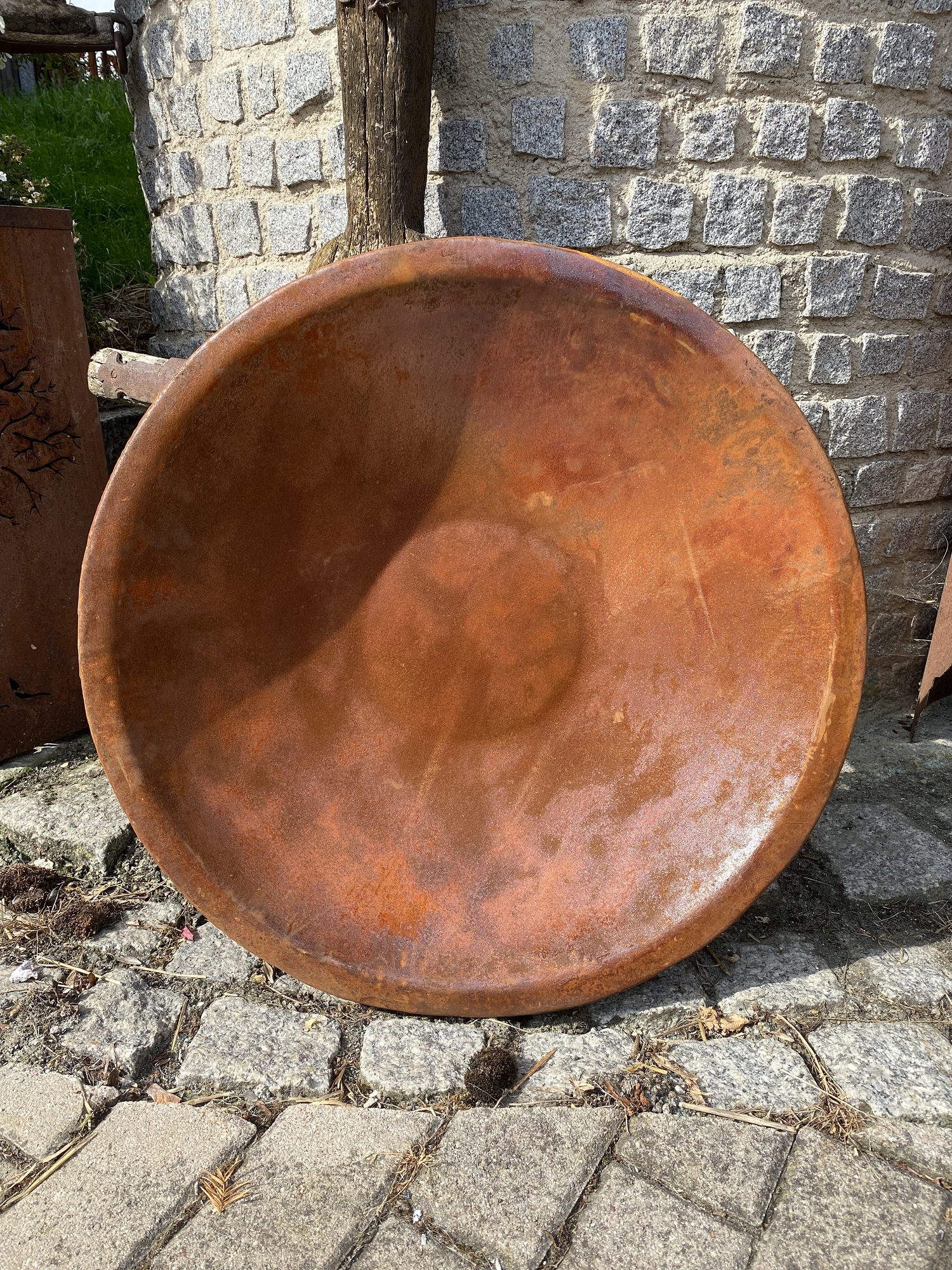Edelrost Pflanzschale runde Form mit flachem Boden - Durchmesser 60 cm