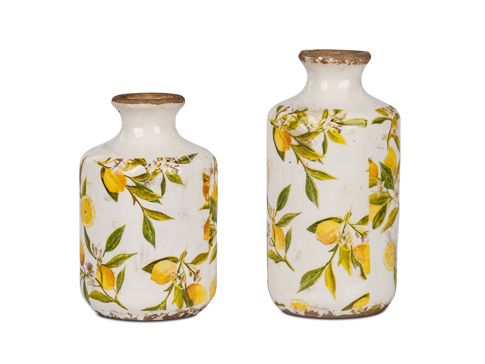 Keramik Vase groß Vintage Zitrone - Höhe 21 cm