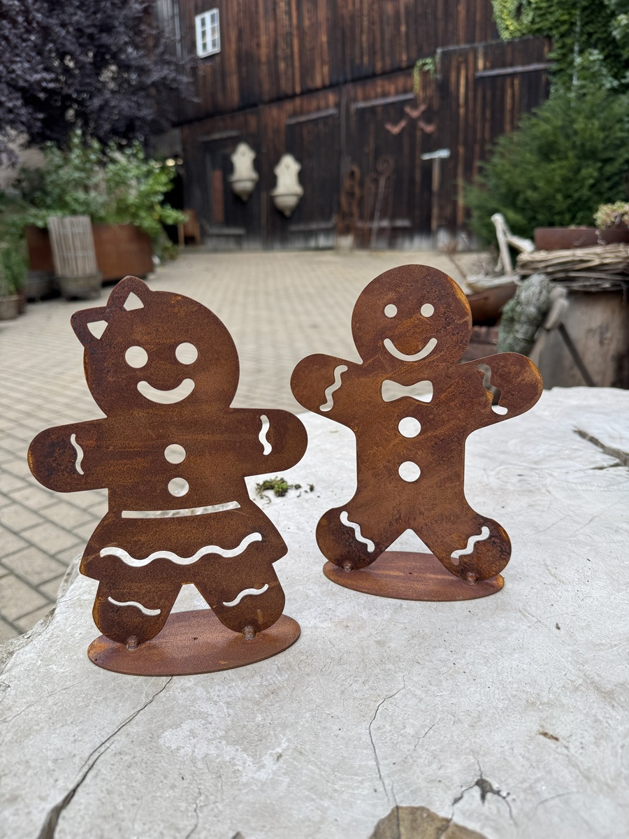 Edelrost Lebkuchen Mädchen auf Bodenplatte - Höhe 20 cm