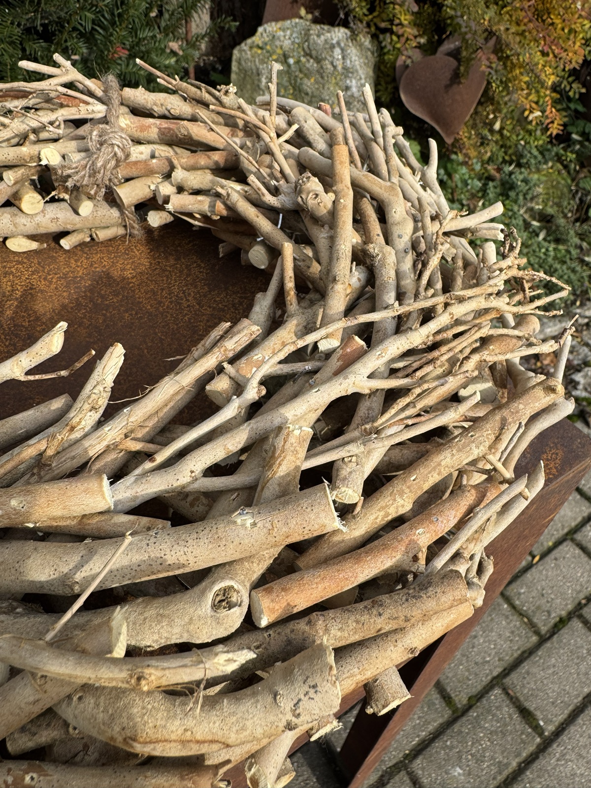 Naturkranz Aststücke fein geschnitzt naturbelassen - Durchmesser ca. 40 cm