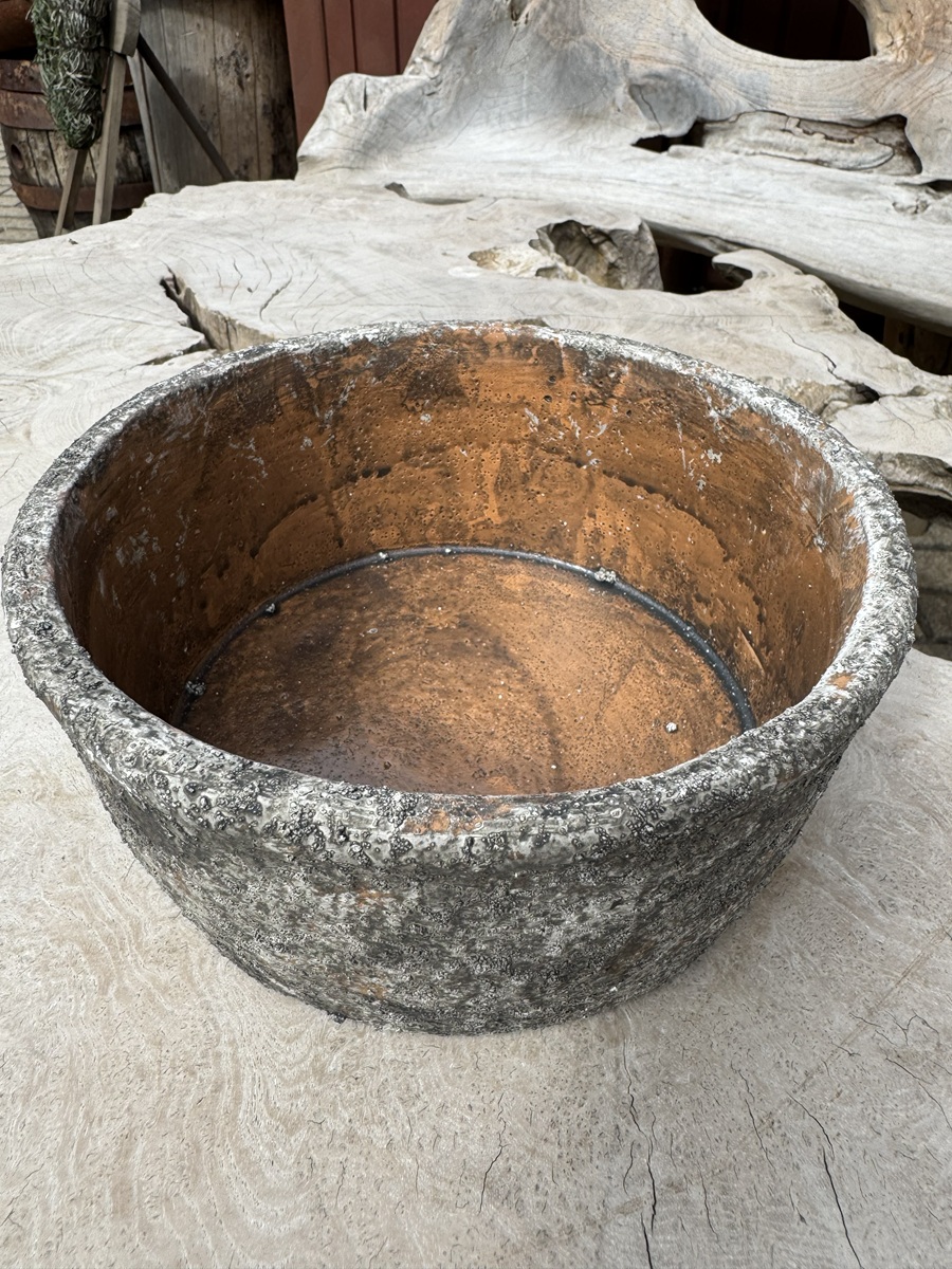 Zement Topf groß mit körniger Oberfläche - Durchmesser 20 cm
