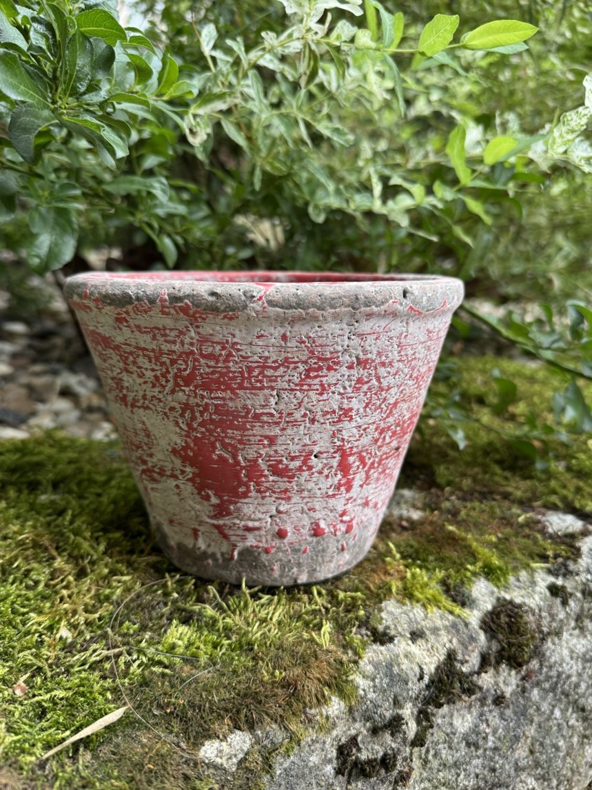 Terracotta Topf Rot patiniert Antiklook - Durchmesser 17 cm Kopie