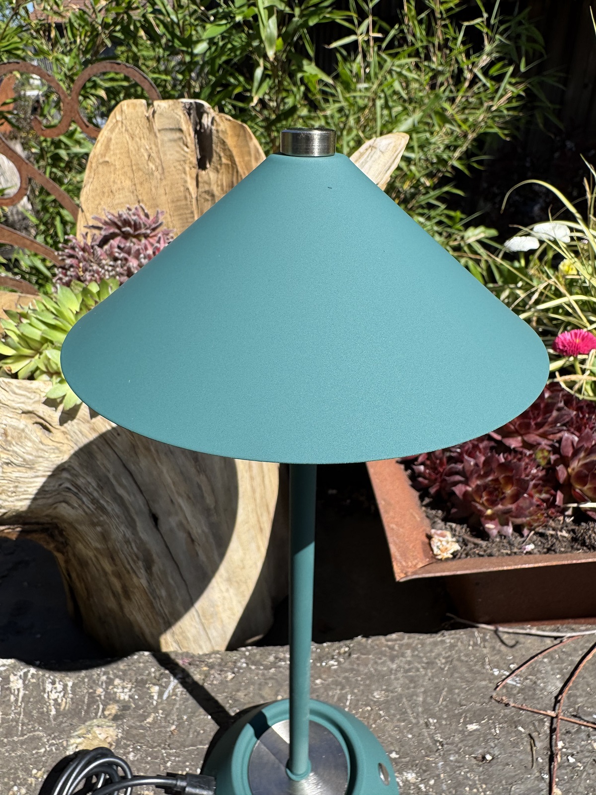 Outdoor Tischleuchte LED Lampe grün groß mit Touch und Ladekabel - Höhe 34 cm
