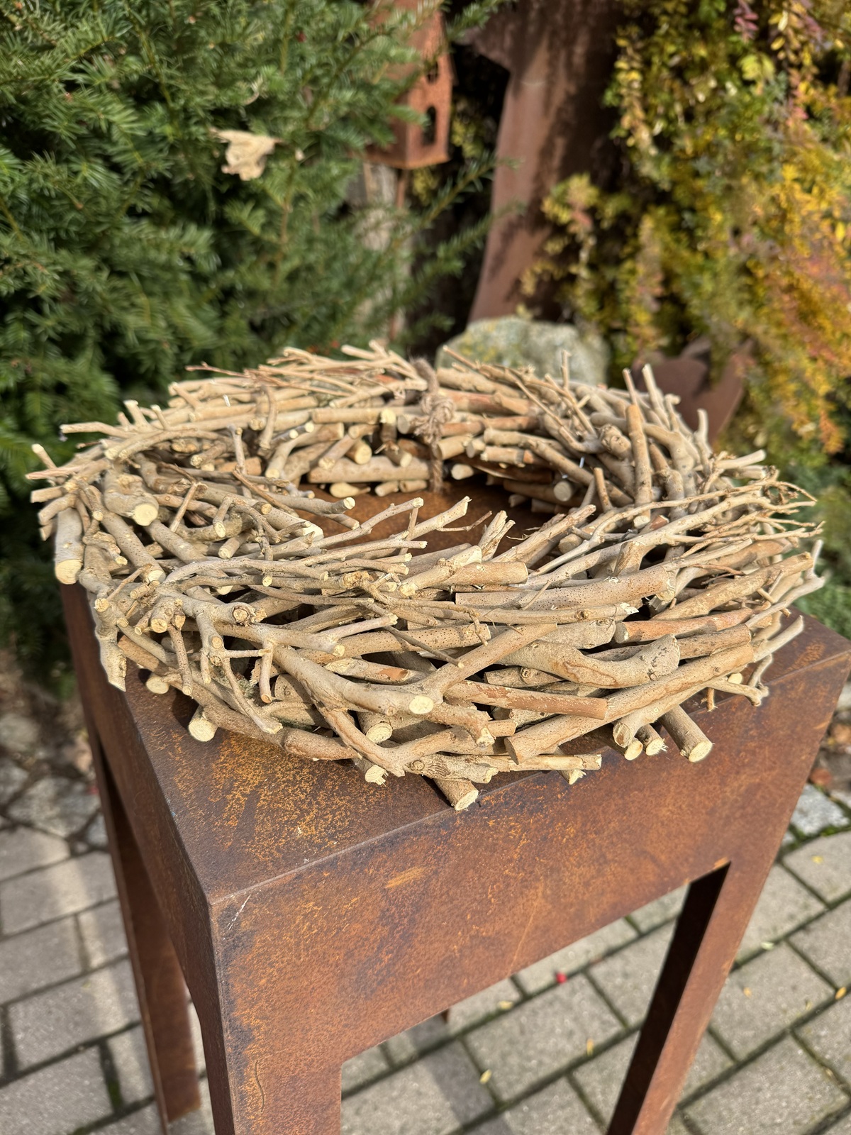 Naturkranz Aststücke fein geschnitzt naturbelassen - Durchmesser ca. 40 cm