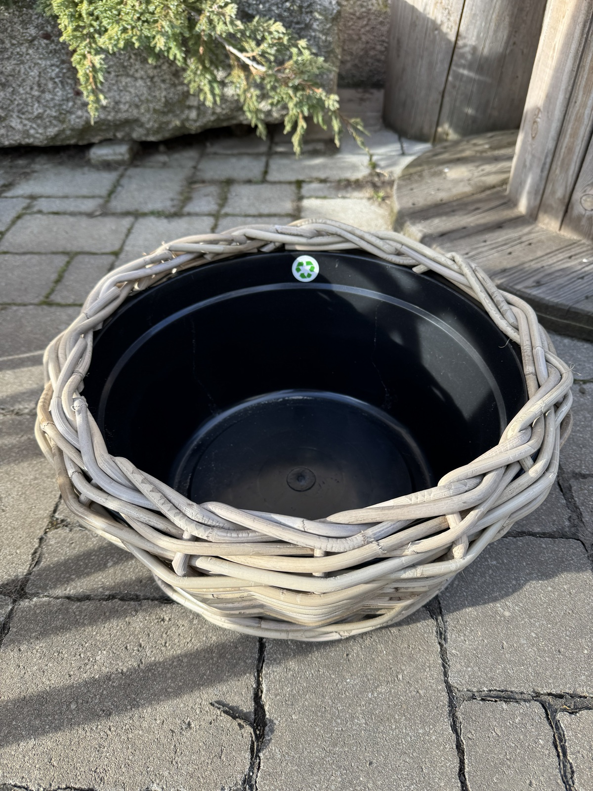 Kubu Rattan Pflanz Schale Dry Pot klein - Durchmesser 39 cm
