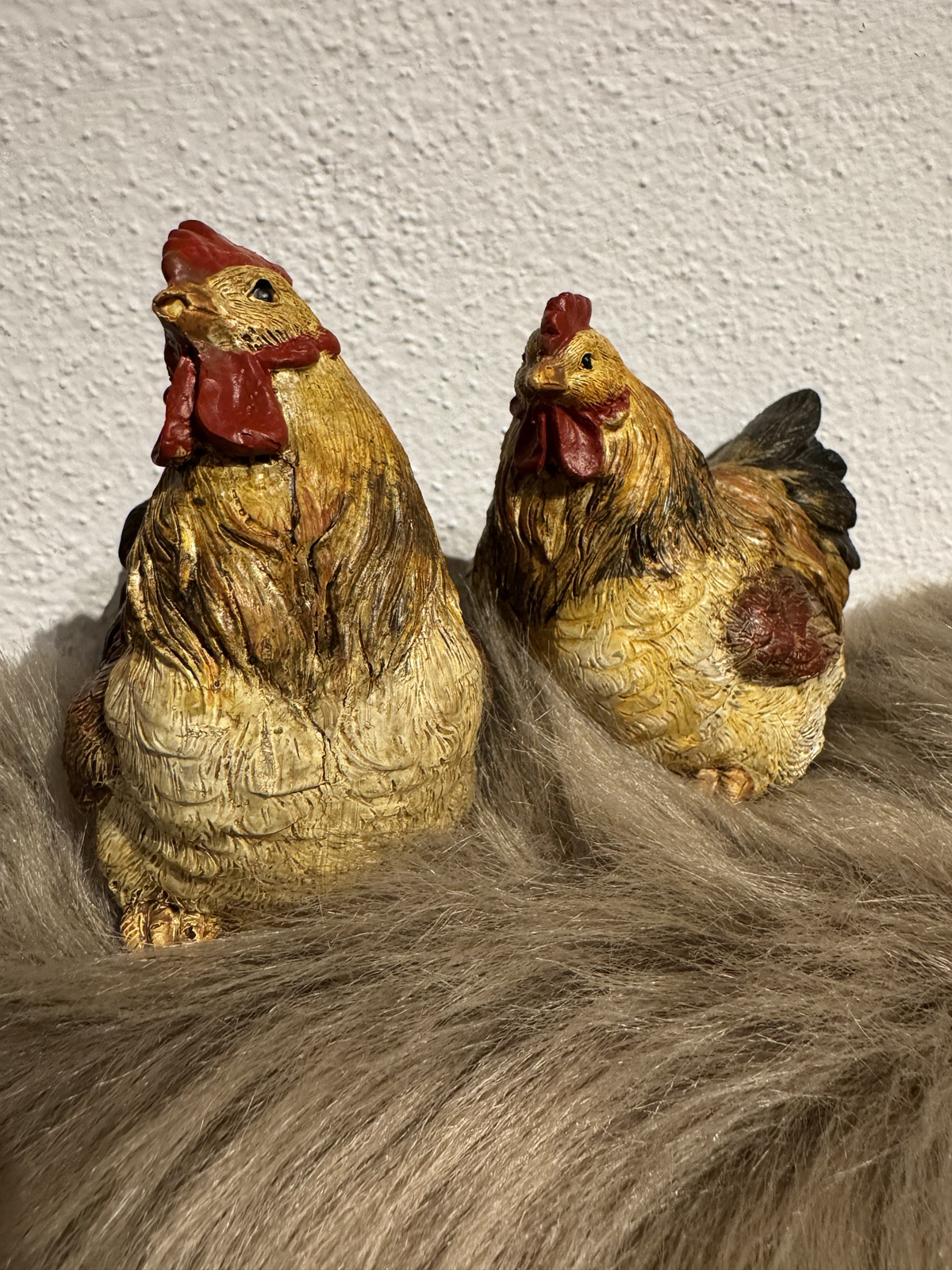 2tlg. Hahn & Huhn gelb/braun - Höhe 8 cm
