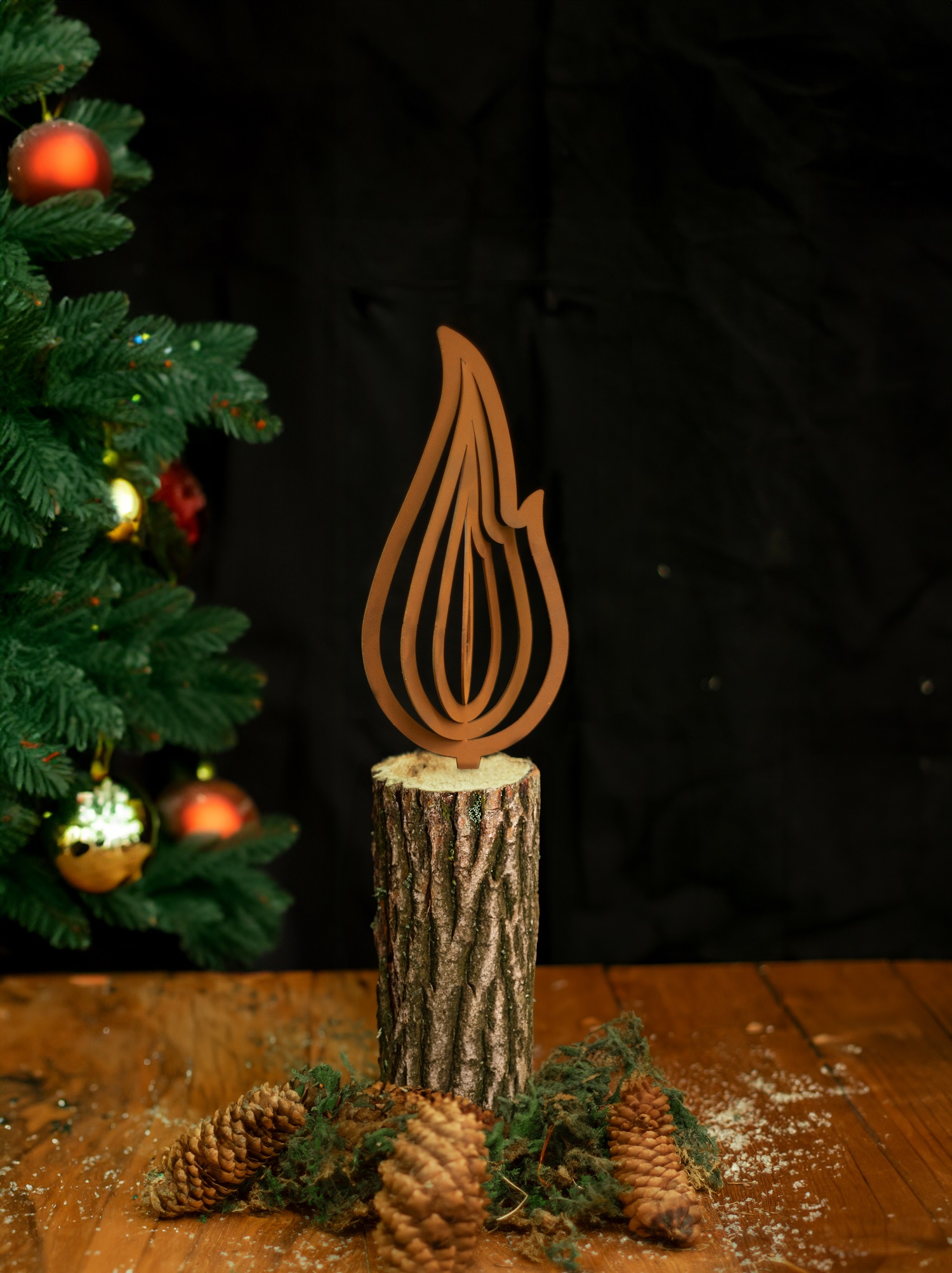 Edelrost Flamme 3D mit Dornspitze - Höhe 30 cm