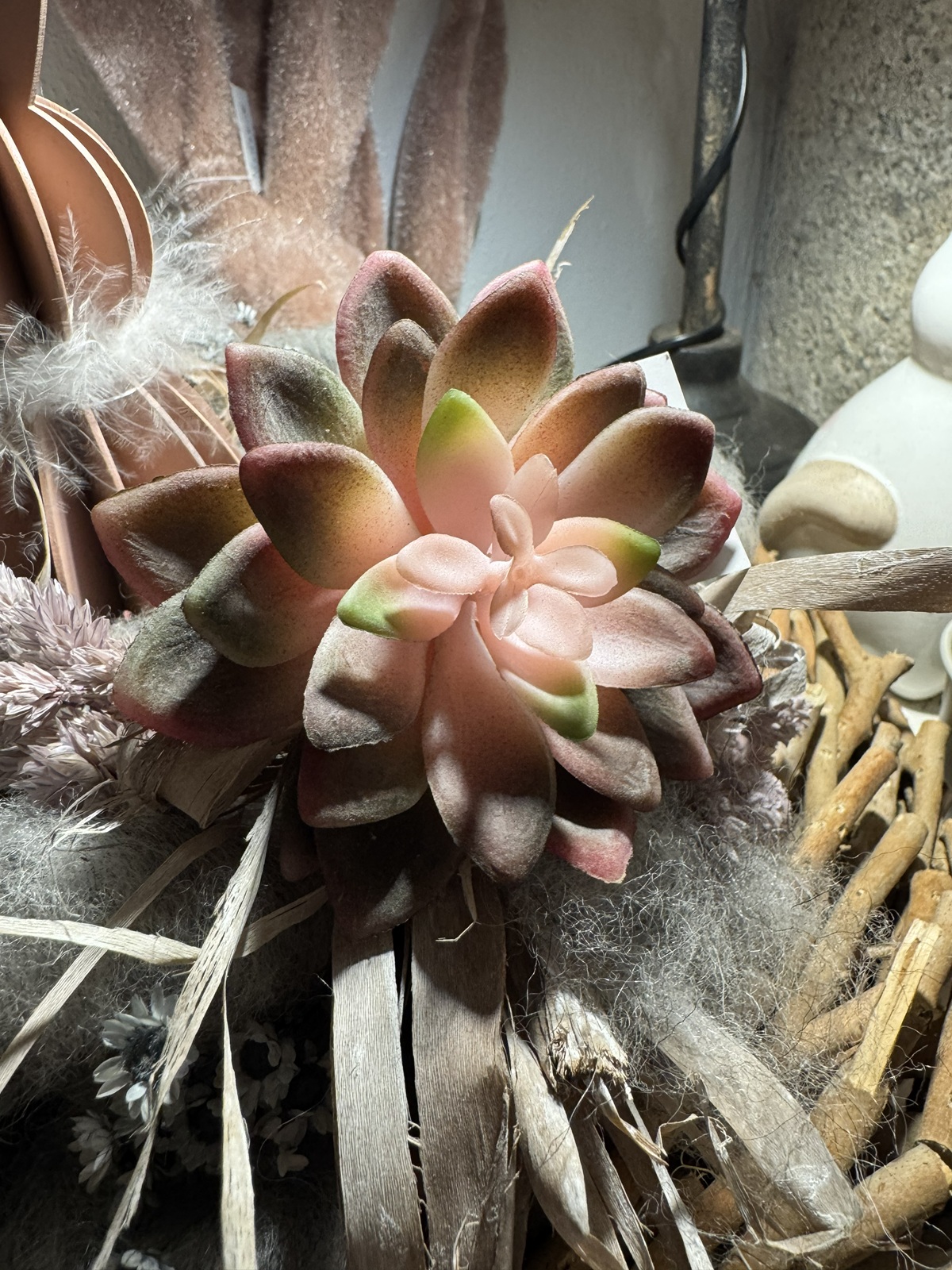 Kunstpflanze Echeveria rosa burgund - Durchmesser ca. 10 cm
