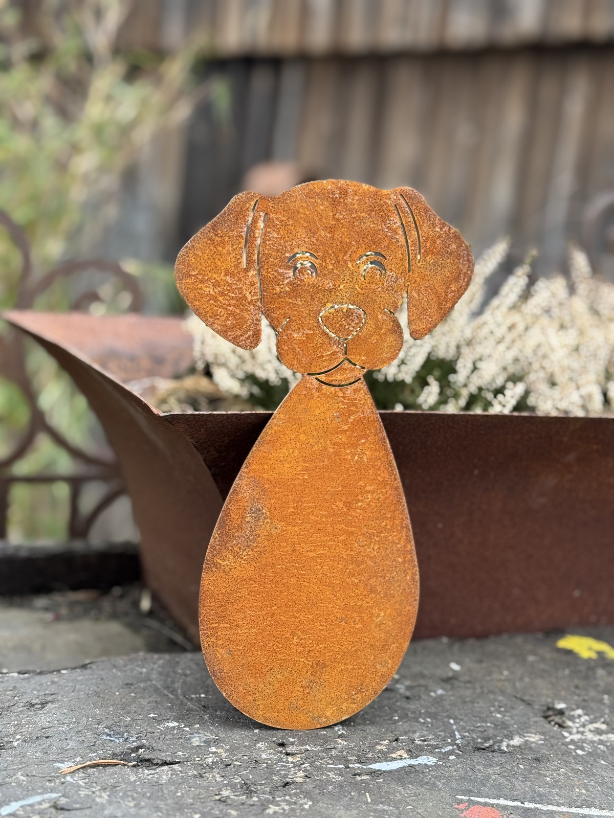 Edelrost Zaunfigur Hund Hugo - Höhe 25 cm