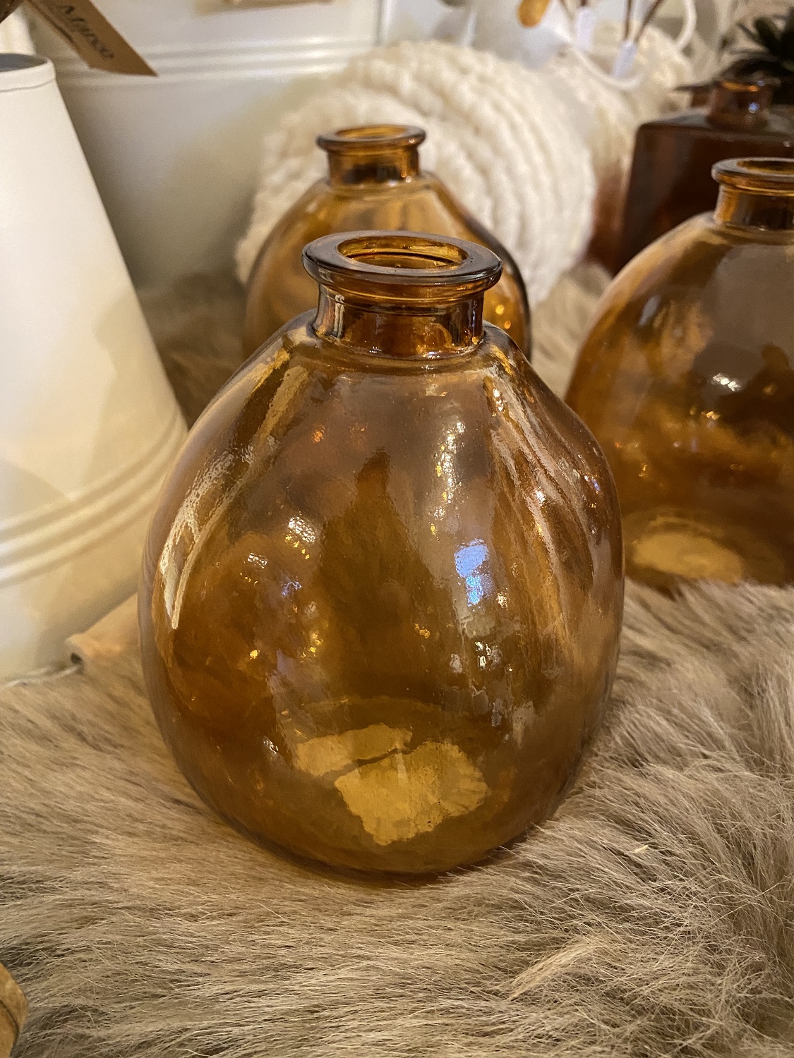 orange glass vase Renata Tall Amber 15