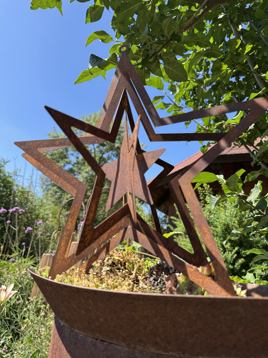 Edelrost Windspiel Stern (zum Aufdrehen) - Durchmesser ca. 37 cm