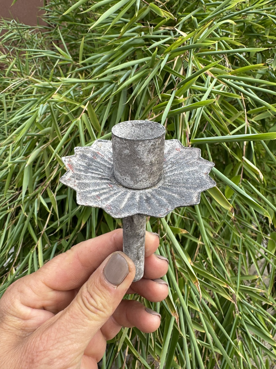 Metall Kerzenhalter für Flaschen Grau gewischt - Höhe 9,5 cm
