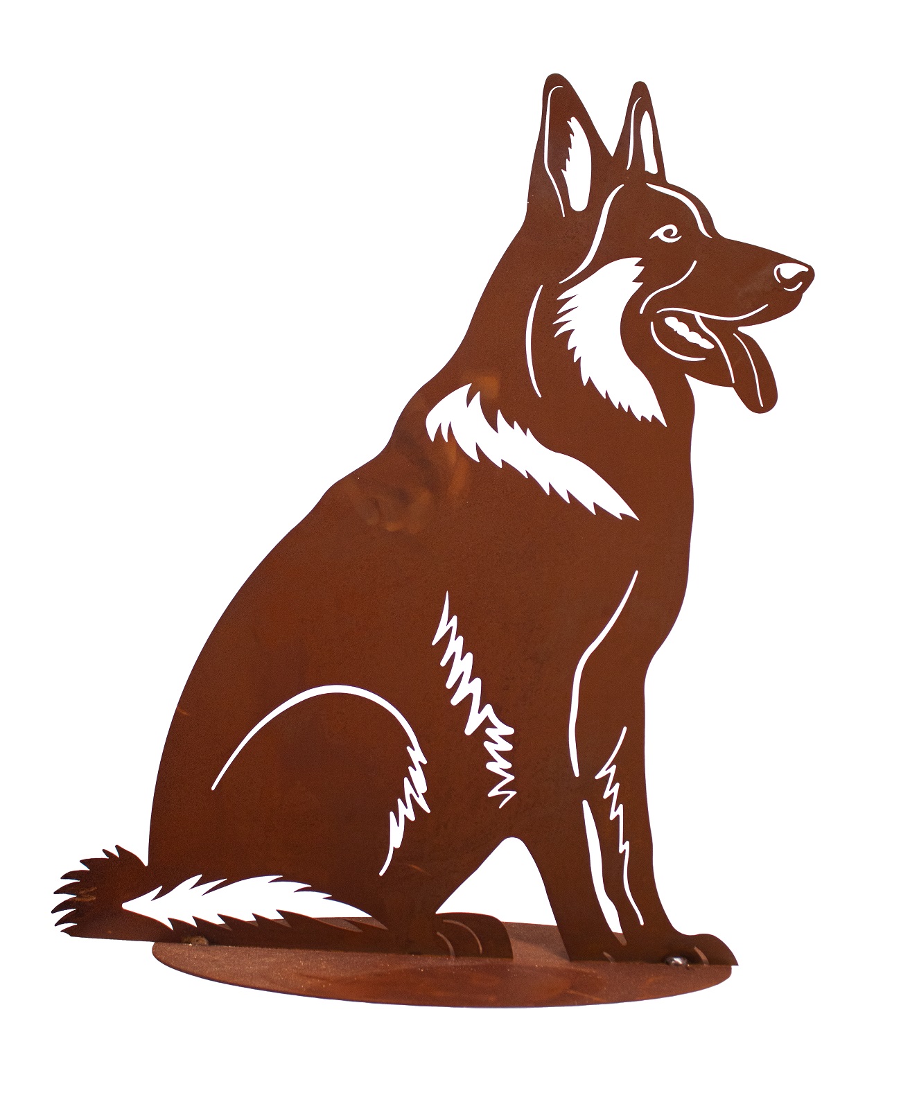 Edelrost Schäferhund Lennox auf Bodenplatte - Höhe 60 cm