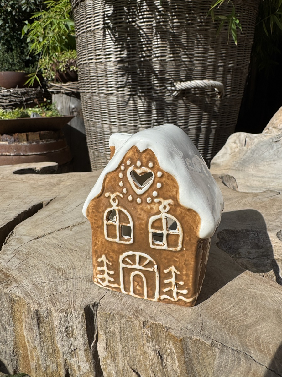 Mini Windlicht Lebkuchen Häuschen ( Nr. 1 ) - Höhe 10,5 cm