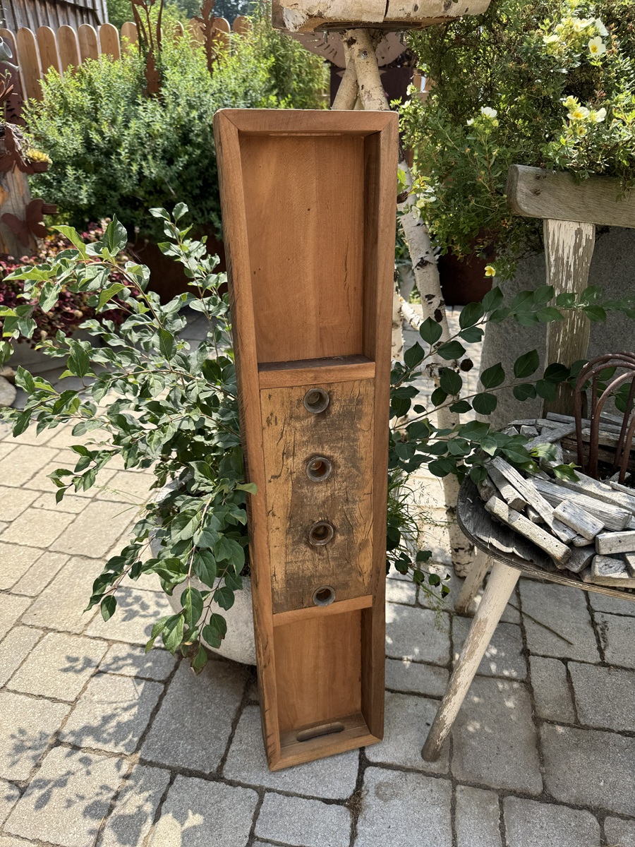 Altholz Kerzenbrett lang für 4 Stabkerzen mit 2 Schalen - Länge ca. 90 cm