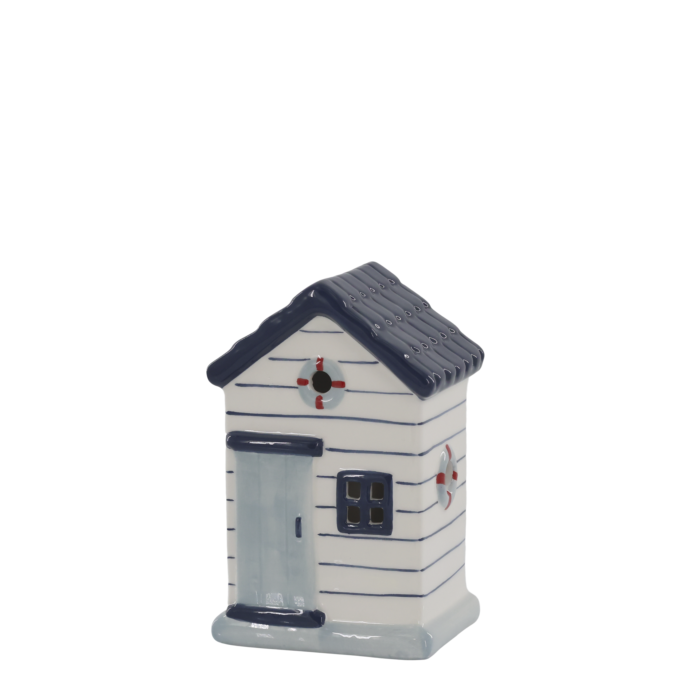 Keramik Strandhaus Blau/Weiß - Höhe 15,5 cm