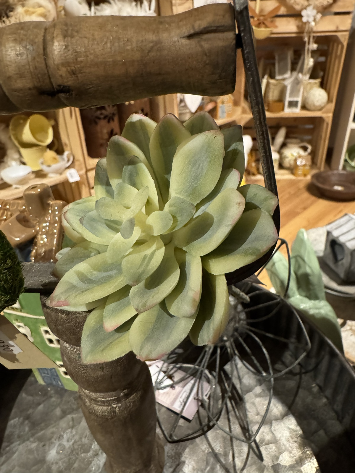 Kunstpflanze Echeveria grün creme - Durchmesser ca. 10 cm