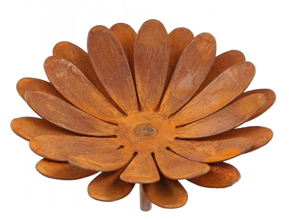 Edelrost Blüte mit Hülse für Stab - Durchmesser 20 cm