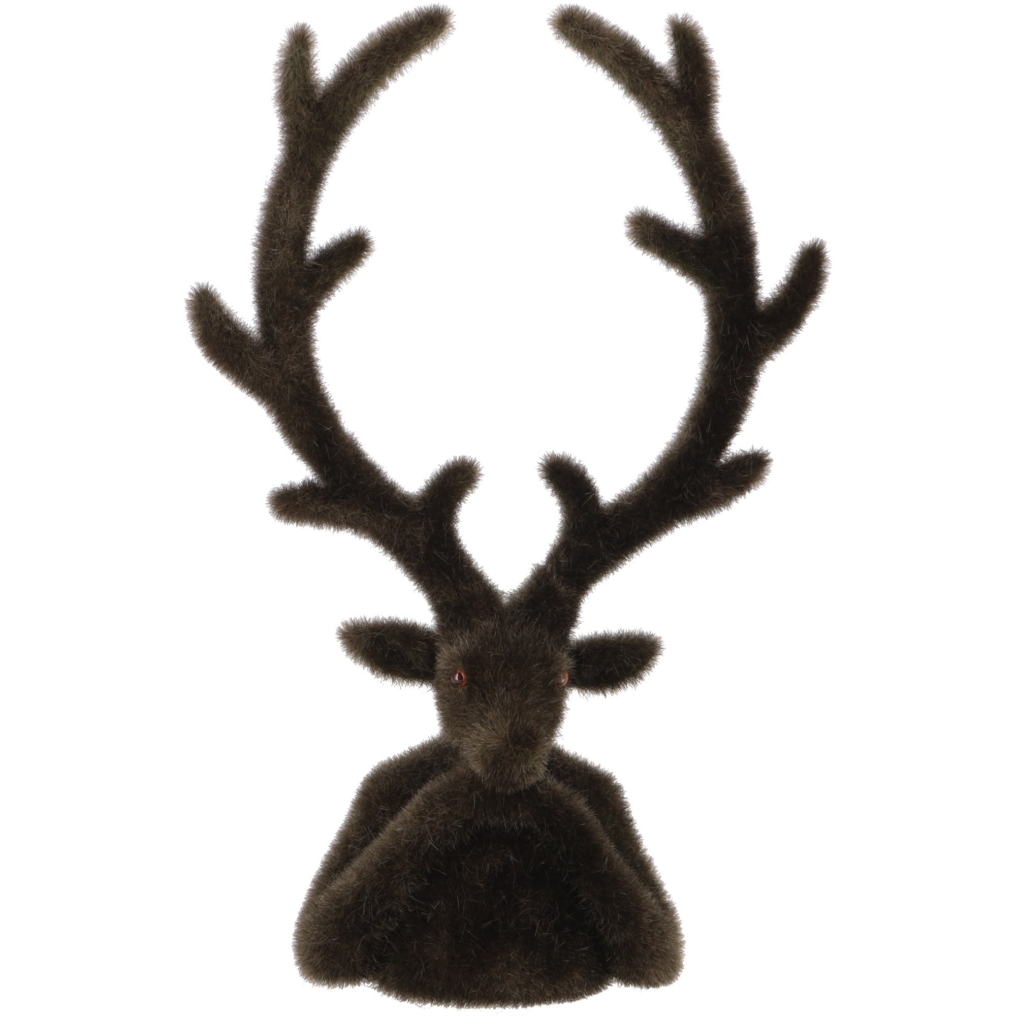 Hirschkopf beflockt dunkelgrün - Höhe 30 cm