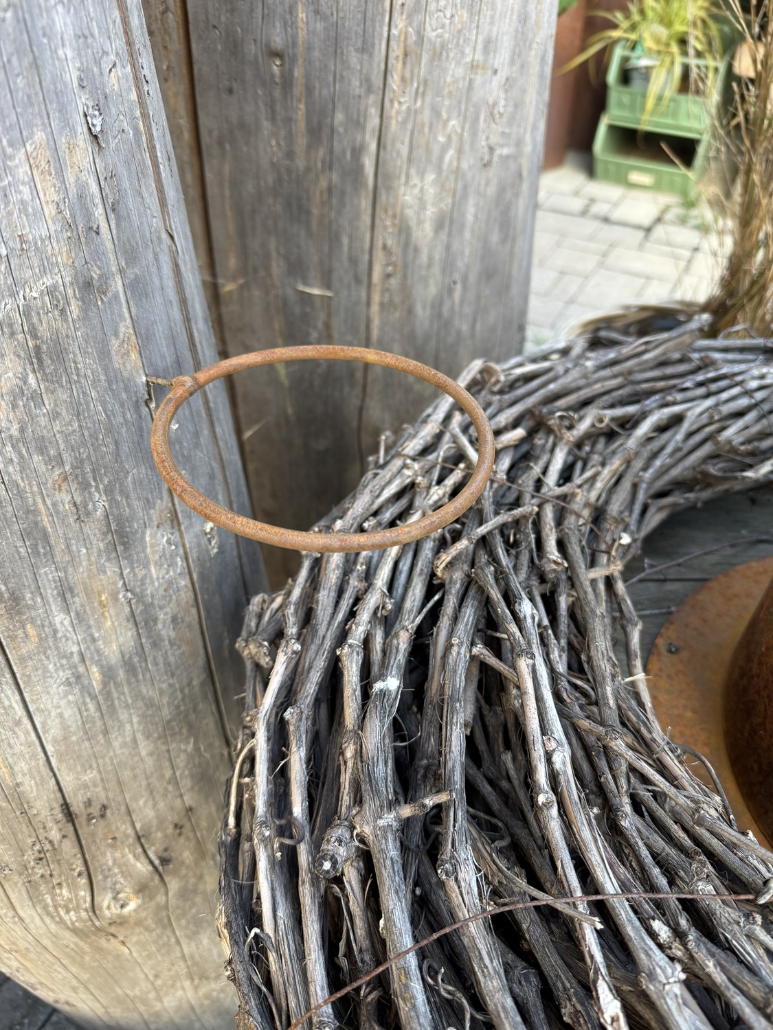 Edelrost Topfhalter Ring mit Schraube - Durchmesser 9,5 cm