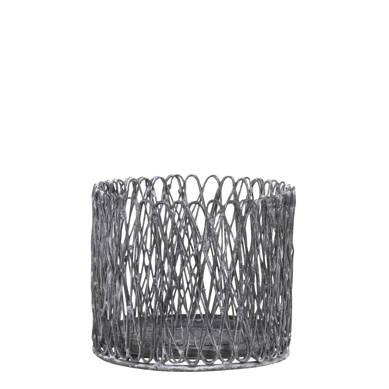 Metallgeflecht Windlicht Zink antik klein - Durchmesser 11 cm