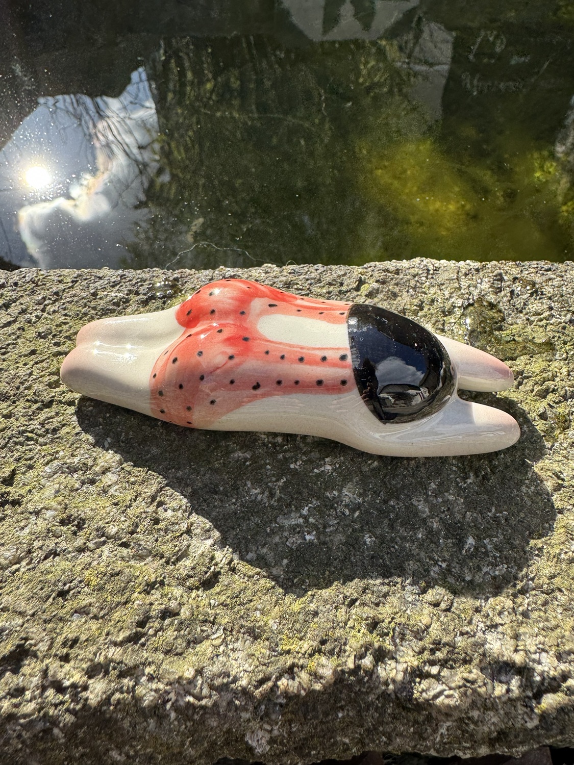 Schwimmfigur Badenixe mit roten Badeanzug - Länge 10,5 cm