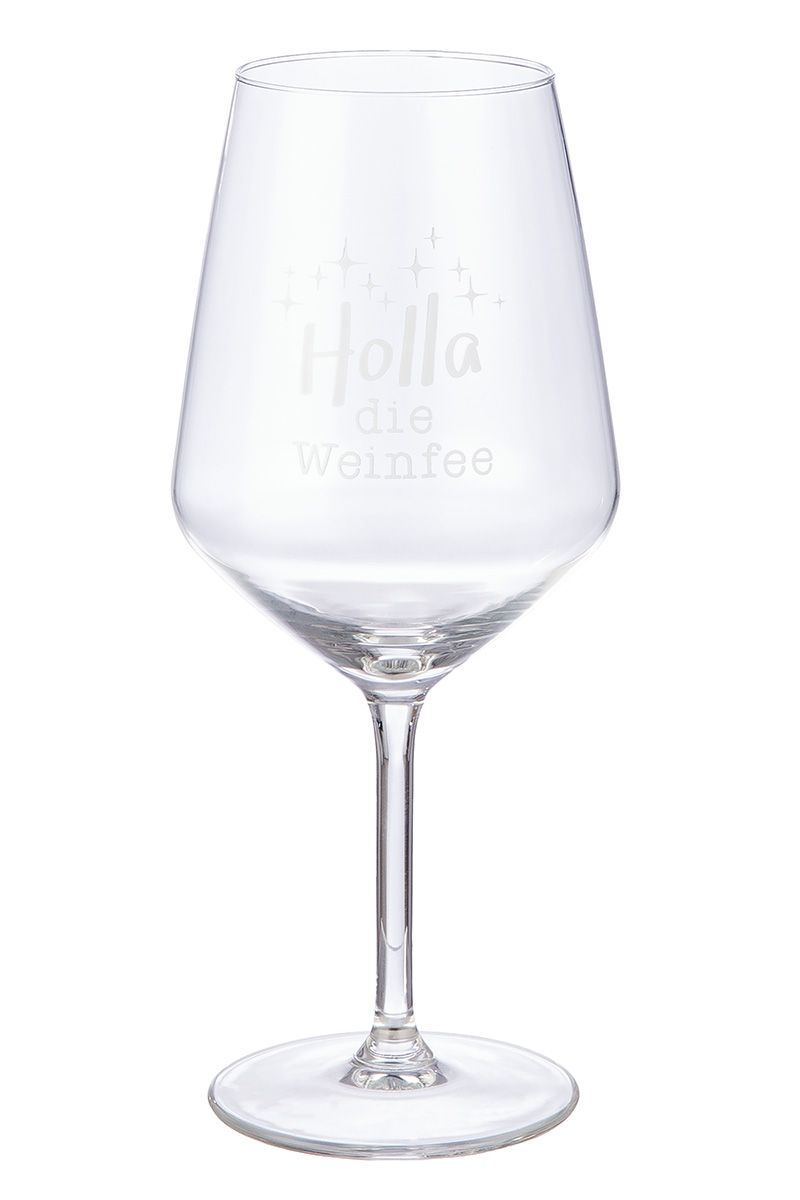 Weinglas mit Spruch - Holla die Weinfee