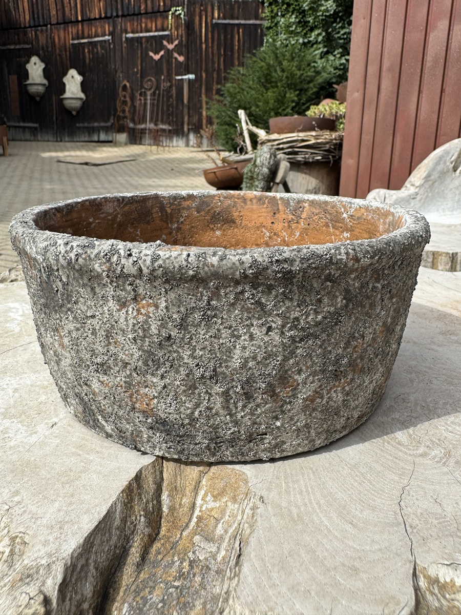 Zement Topf groß mit körniger Oberfläche - Durchmesser 20 cm