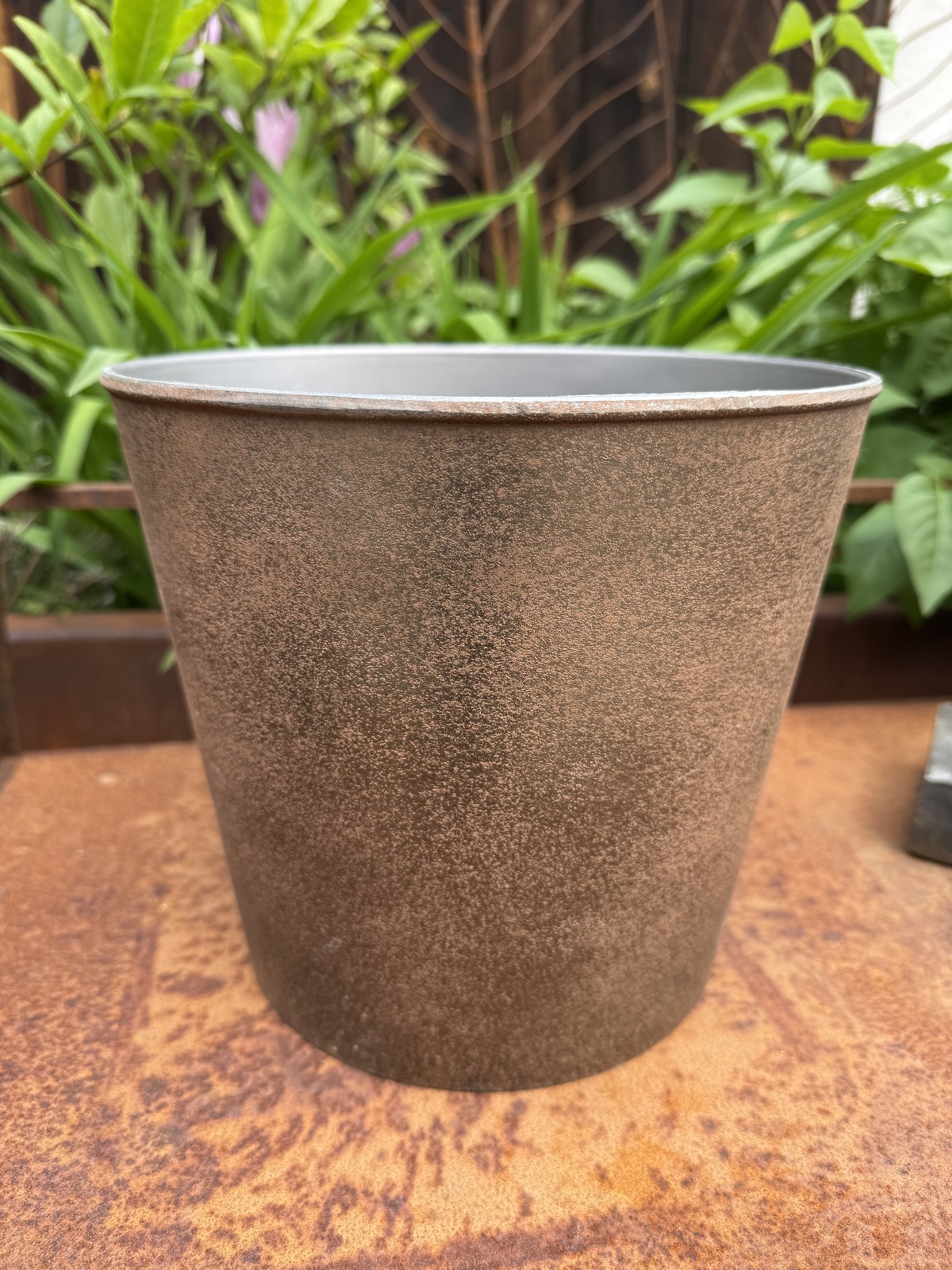 Kunststoff Kübel mittel Rost Style - Höhe 20,5 cm