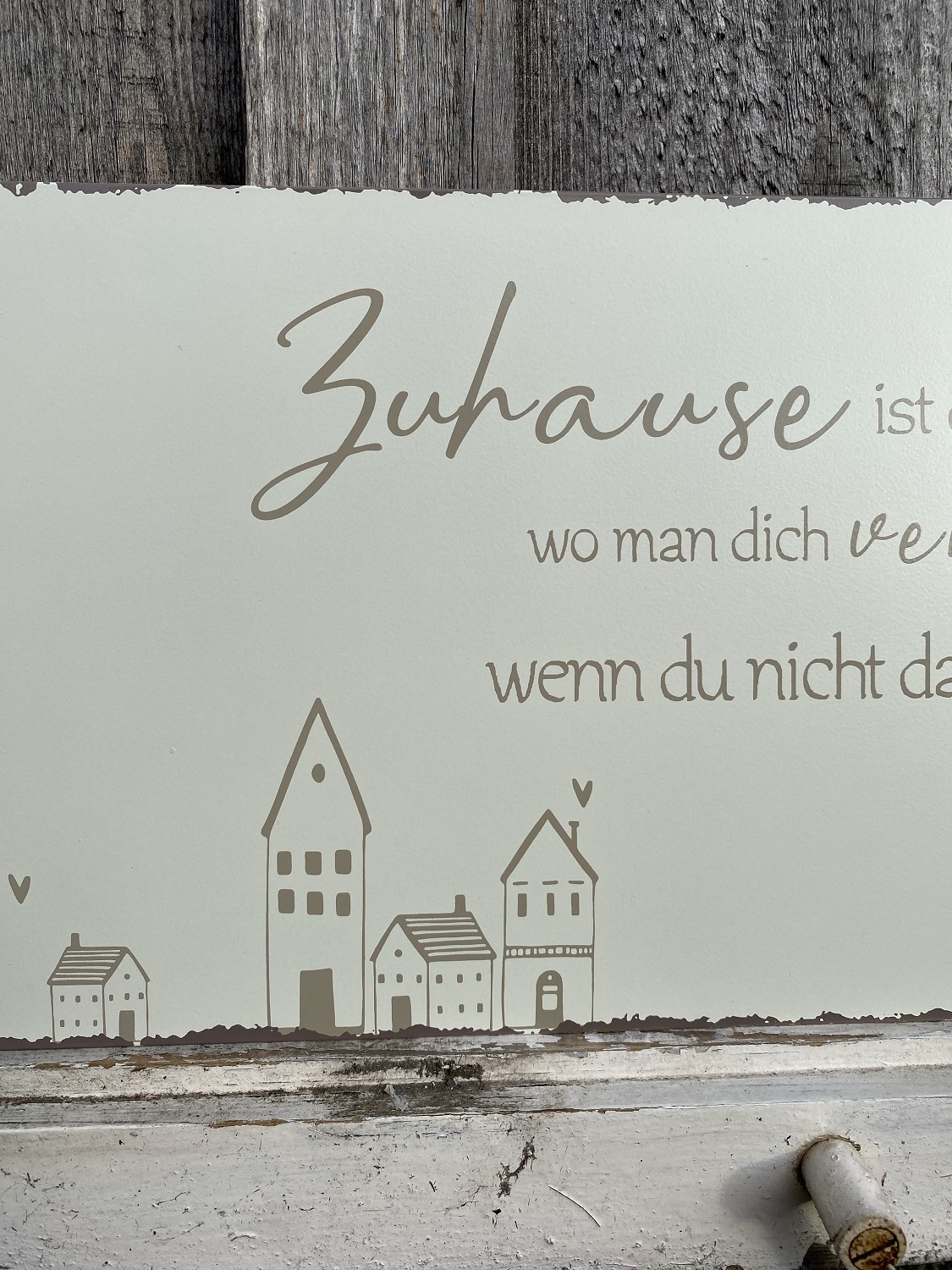 Metall Schild Zuhause ist da, wo man dich vermisst mit Häusern - 40 x 20 cm