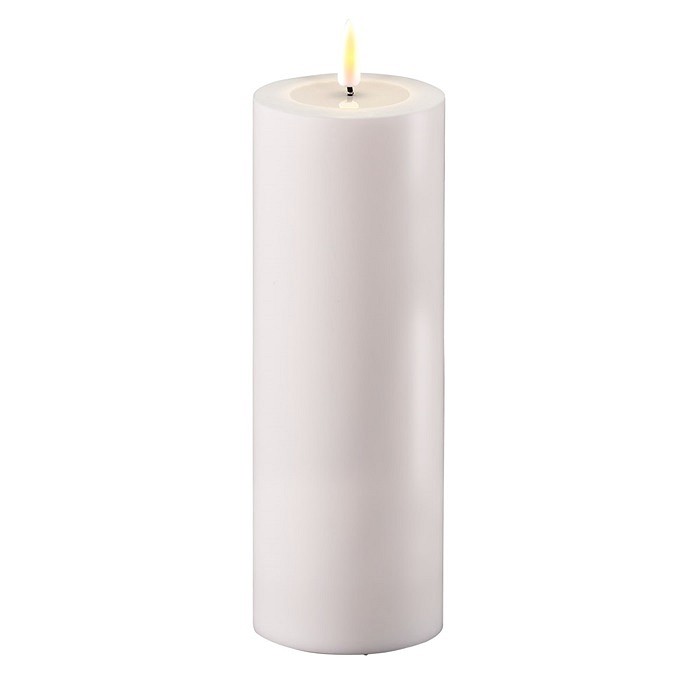 Outdoor LED Stumpenkerze weiß Deluxe Homeart - 7,5 x 20 cm