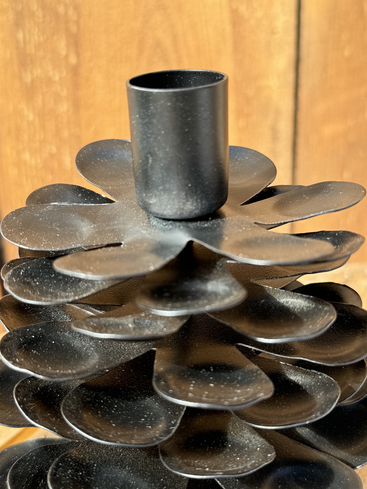 Metall Kerzenhalter Zapfen schwarz für Stabkerzen - Höhe 12,5 cm