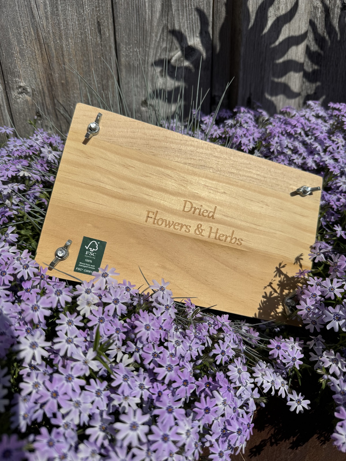 Holz Blumen- und Kräuterpresse mit Schrauben - Breite 23 cm