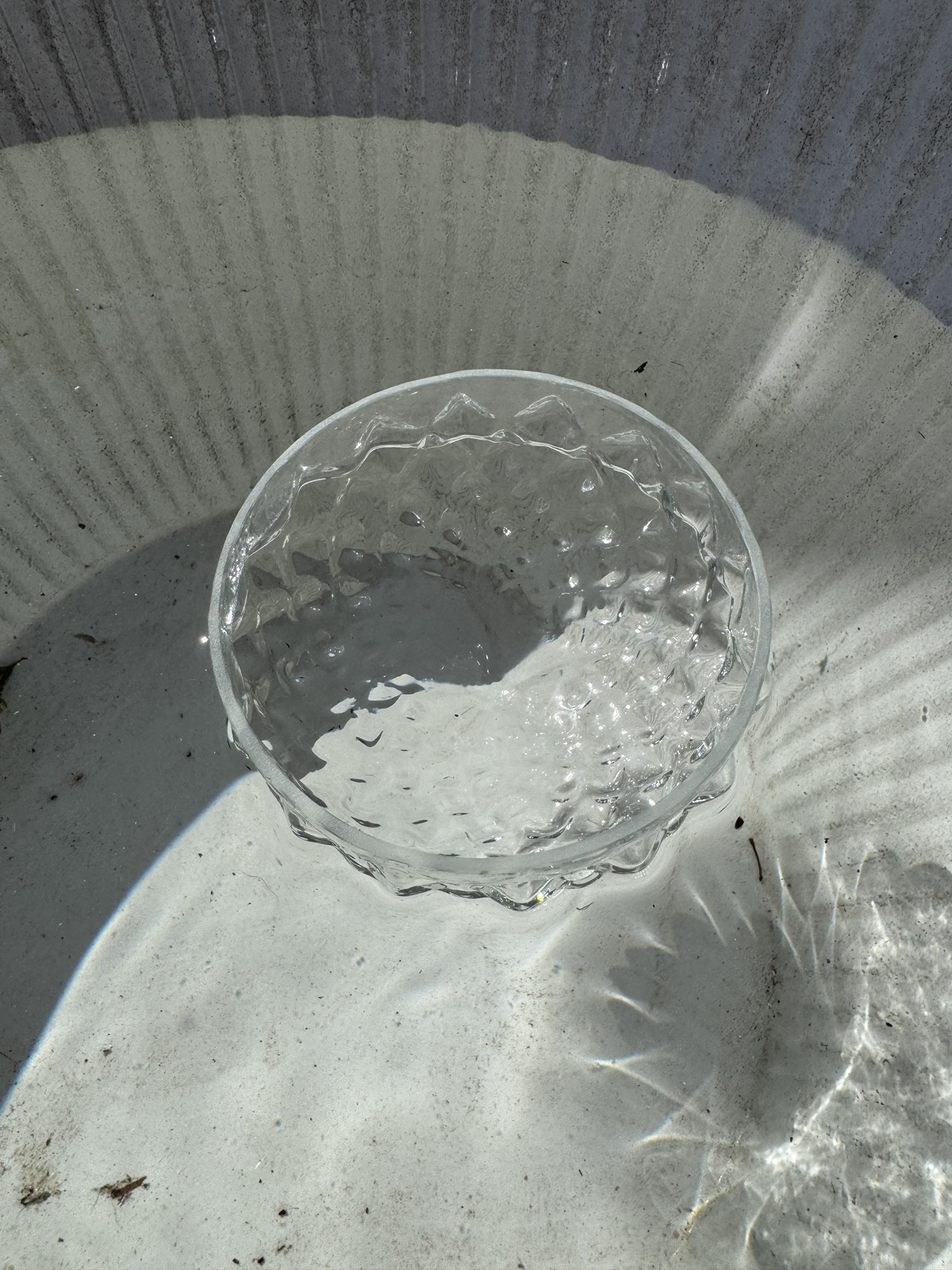 Glas Schwimmschale mit Strukturmuster klar - Durchmesser 8 cm