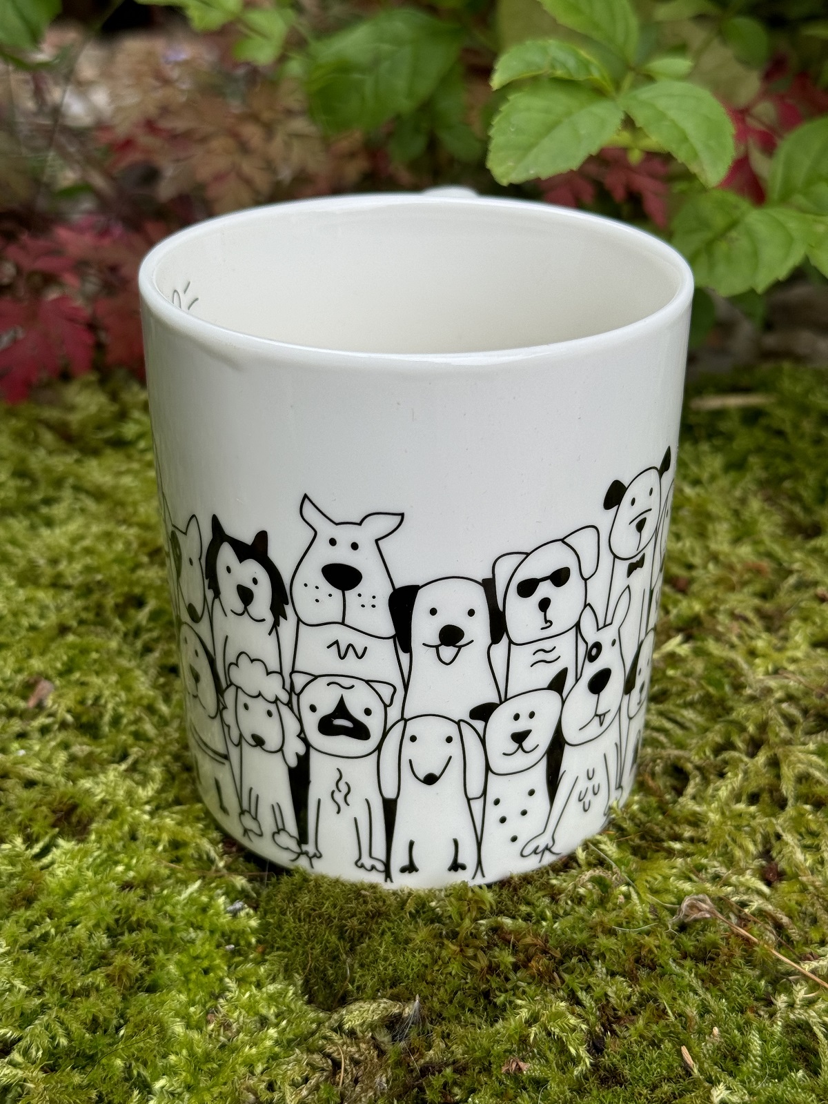 Becher Hundebande Porzellan weiß/schwarz