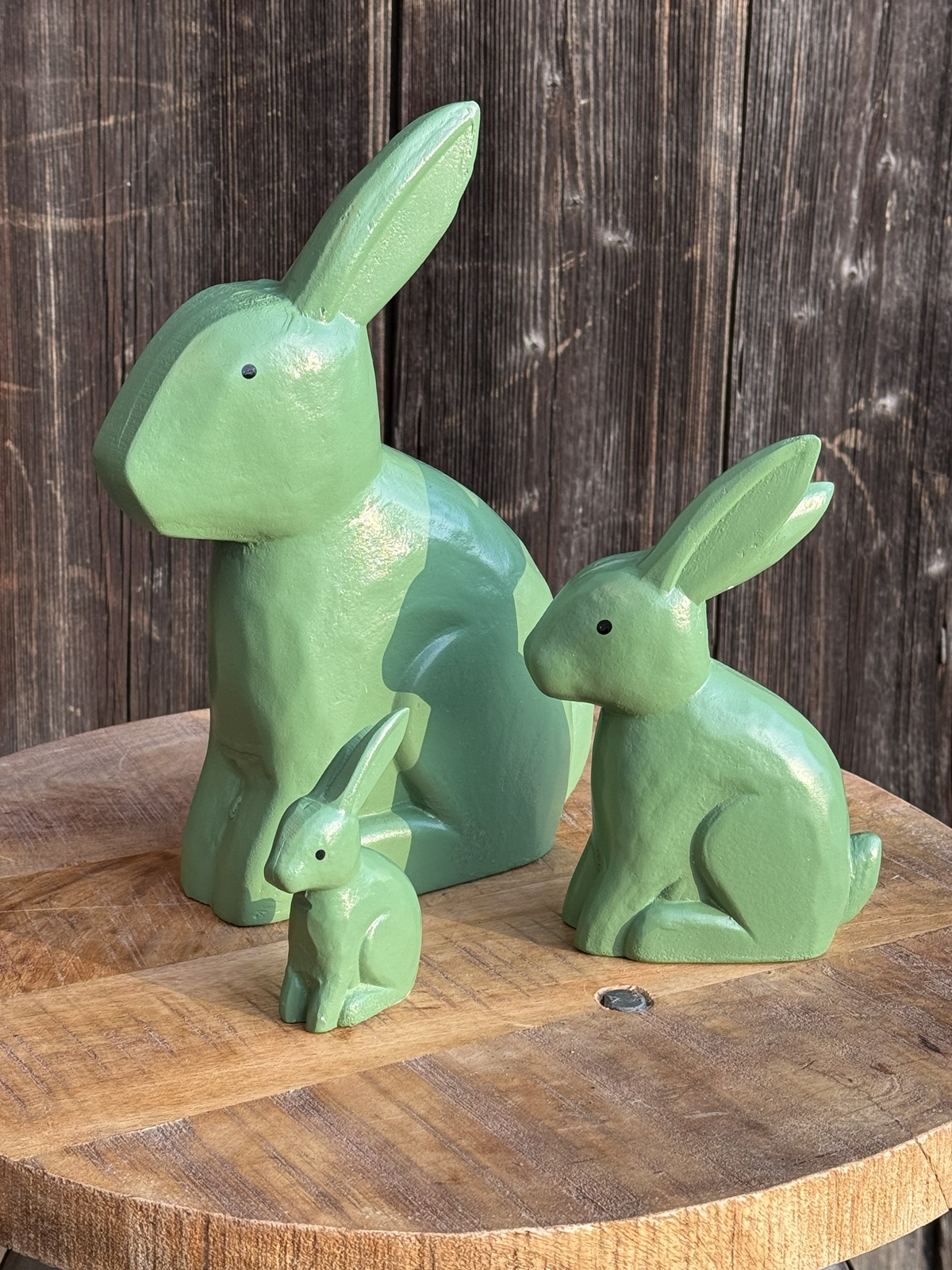 Holz Hase Rabbit dunkelgrün klein - Höhe 10 cm