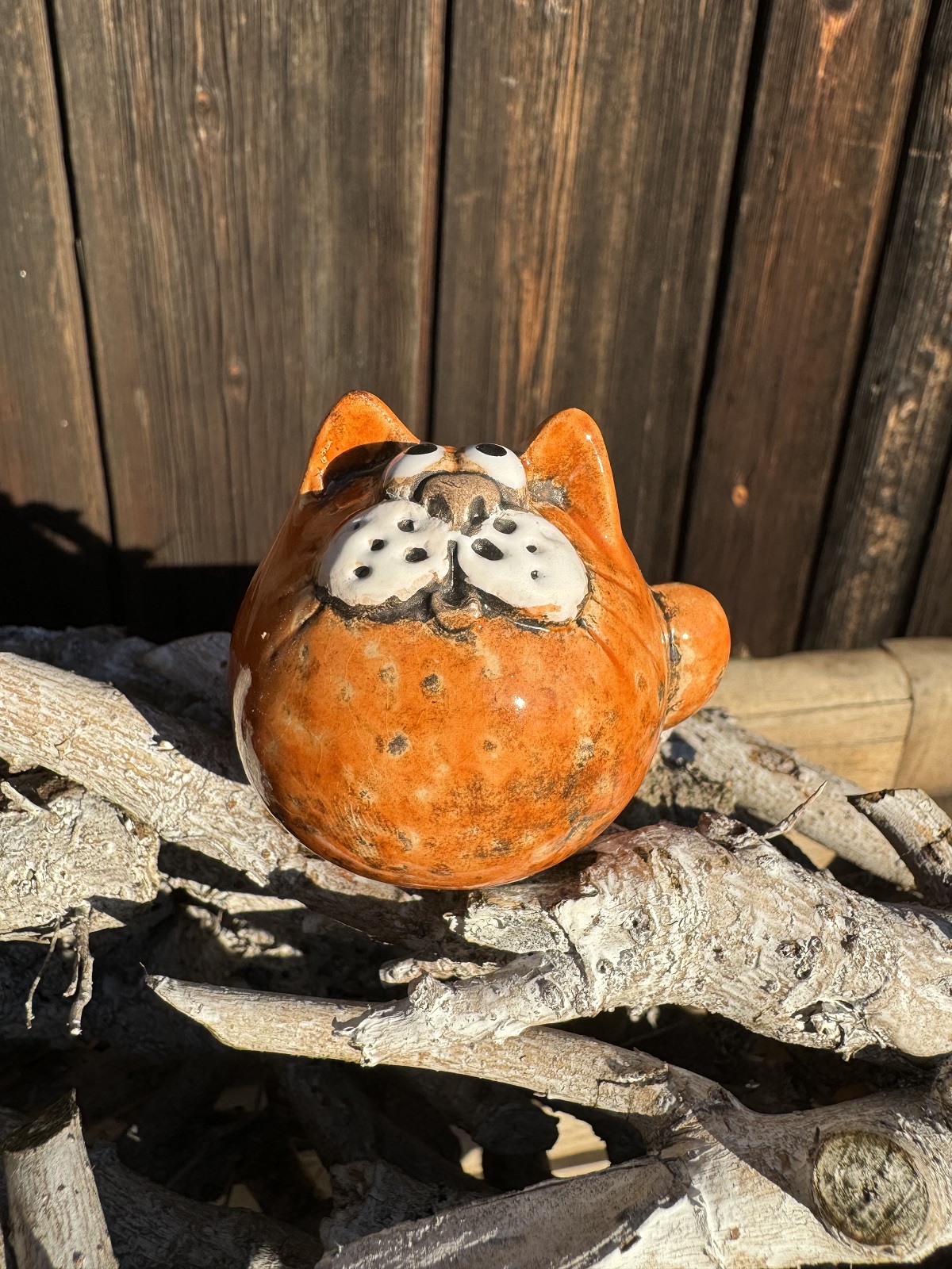 Keramik Mini Katze Garfield orangebraun - Höhe 4,8 cm