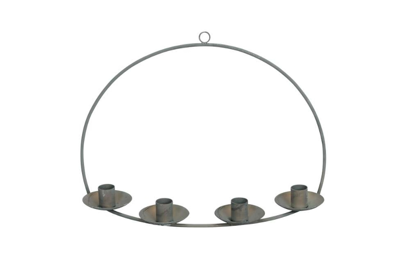 Kerzenhalter Ring für die Wand mit 4 Kerzenhaltern grau - Höhe 25 cm