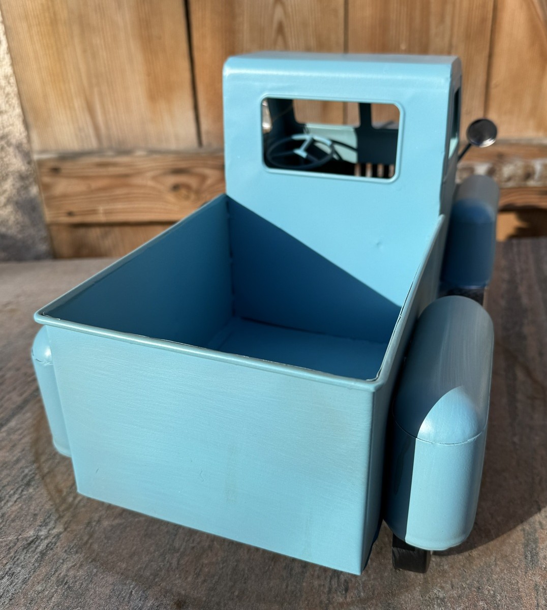 Metall Retro Fahrzeug blau mit offener Ladefläche - Länge ca. 43 cm