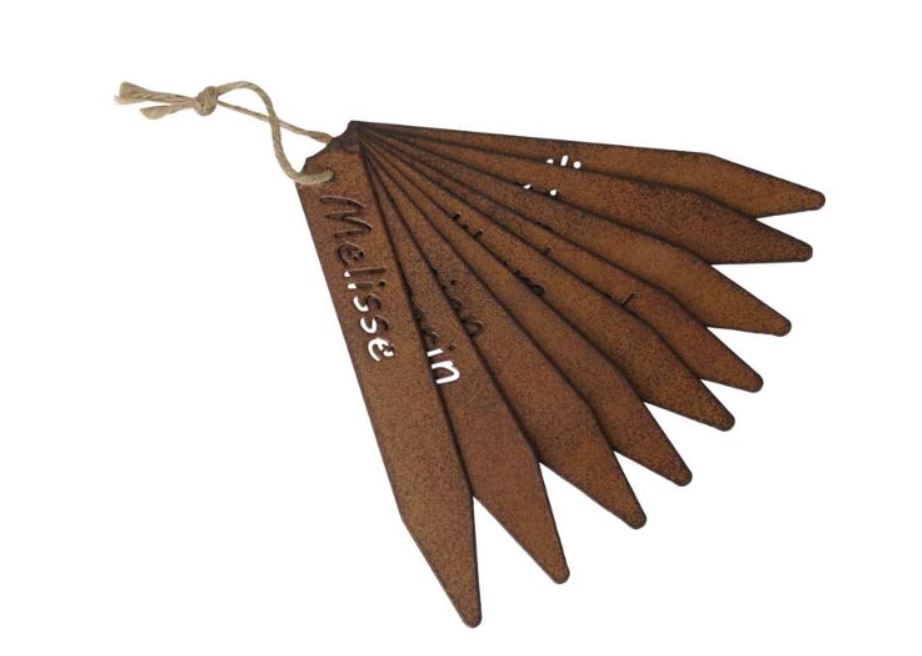 9teilig Kräuterstecker Rostoptik - Höhe 20 cm