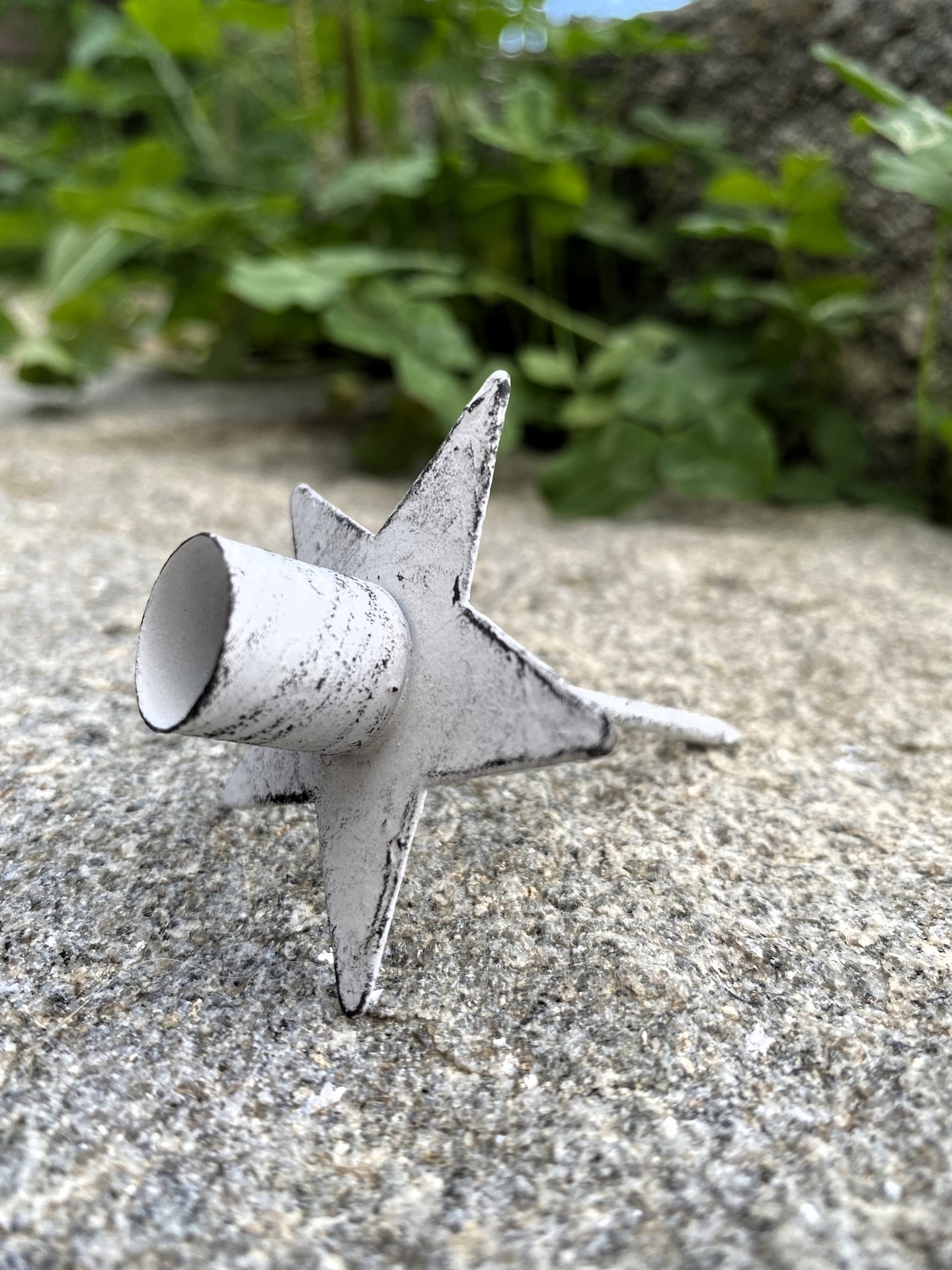 Metall Kerzenhalter Stern weiß klein auf Stab - Durchmesser 5 cm | 500025WK