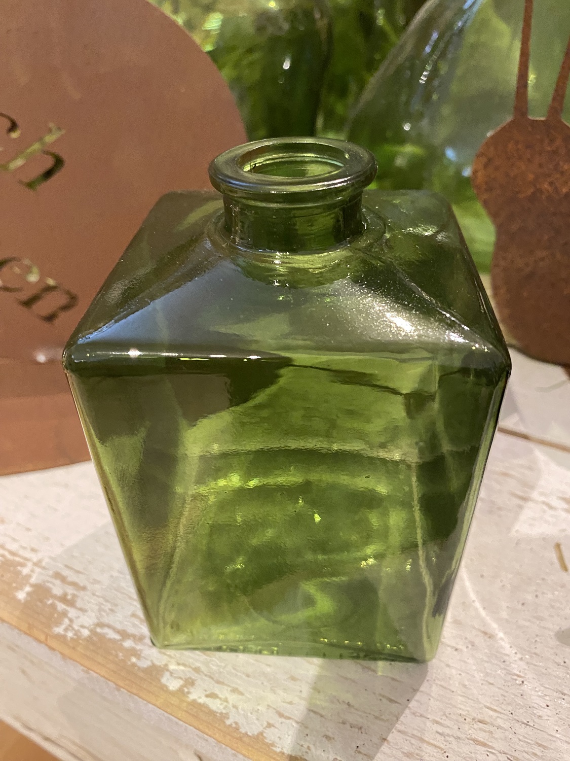 Glas Vase grün eckig - Höhe 12 cm | 7559