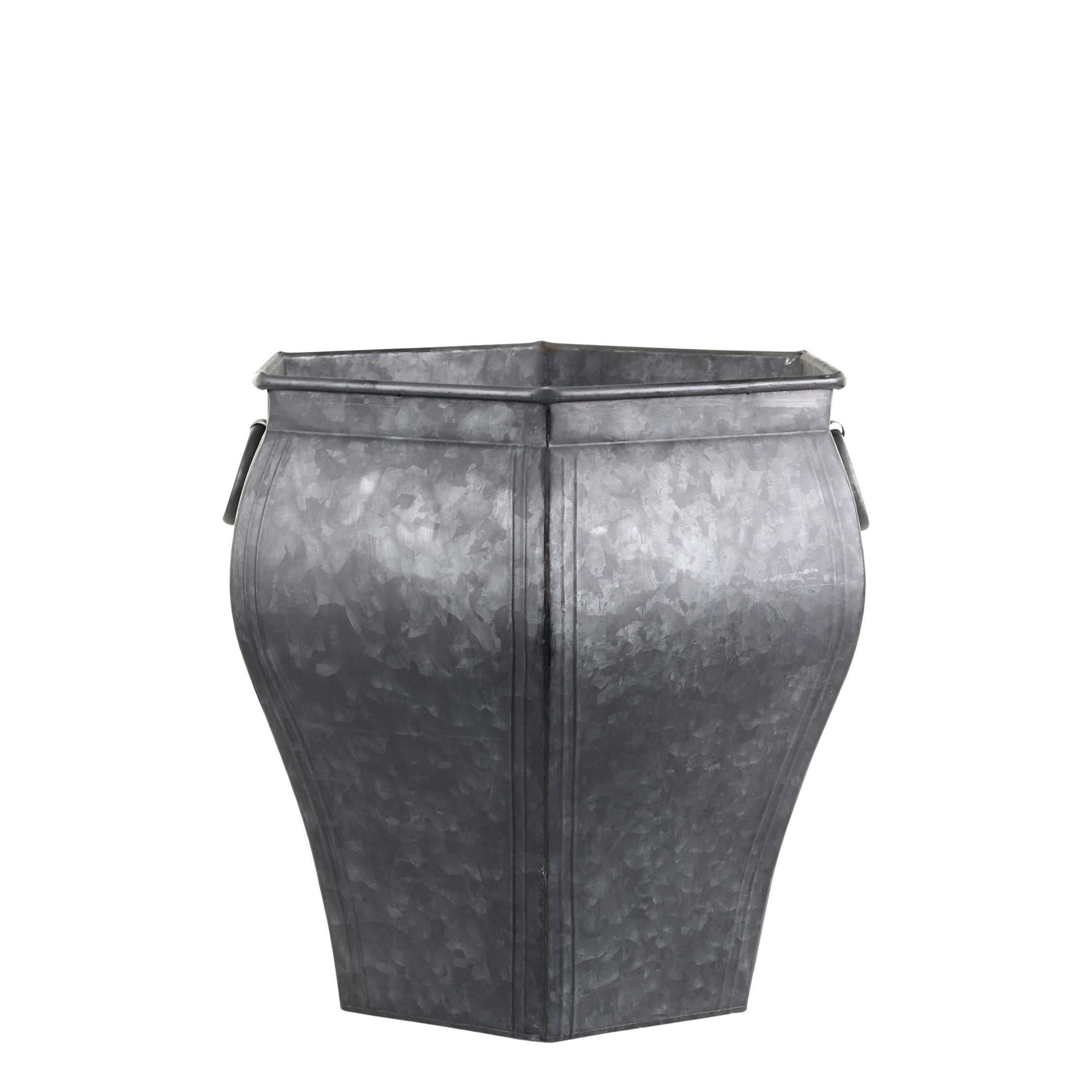 Zink Blumentopf konische Form mittel mit Henkeln - Höhe 34 cm