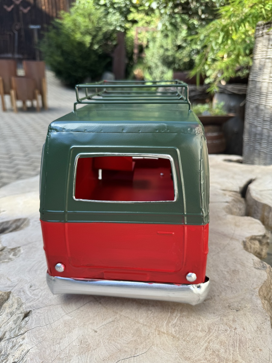 Metall Retro Fahrzeug Bus rot/grün - Länge ca. 42 cm