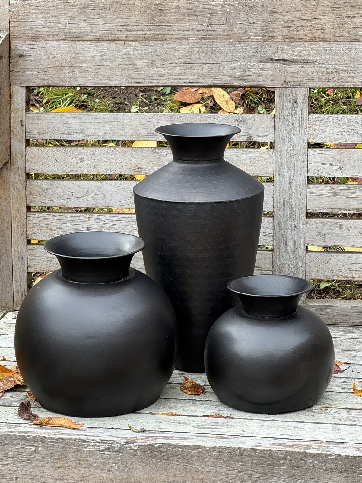 Metall Vase schwarz länglich - Höhe 34 cm