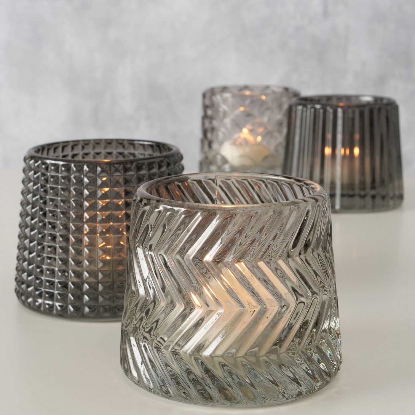 Glas Teelichthalter (2)  - Höhe 7 cm